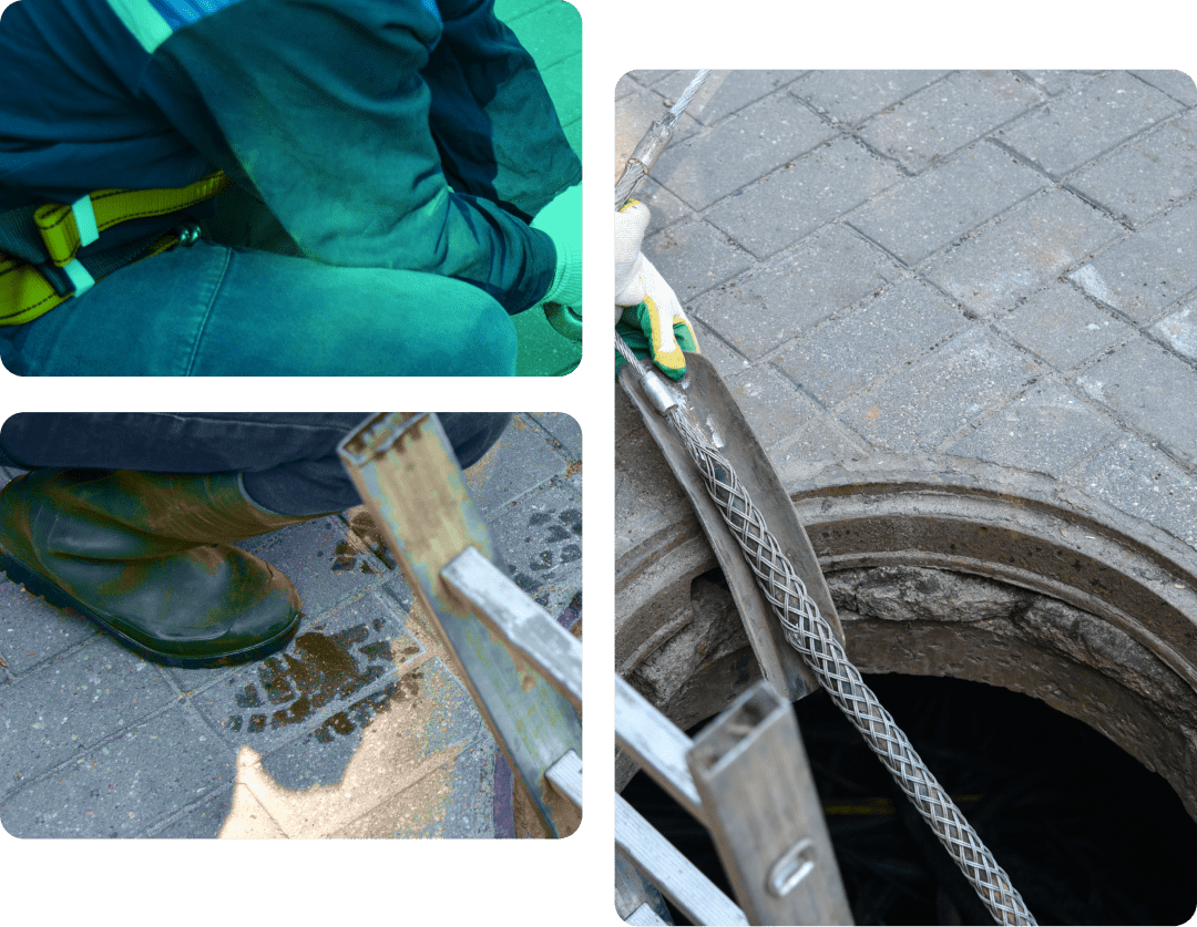 Intervention bouche d'égouts pour contrôle d'assainissement